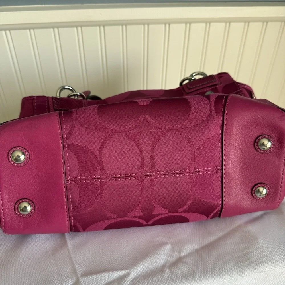 COACH Peyton Tote Bag Purse Signature Hot Pink Y2K Snakeskin Embossed Leather
